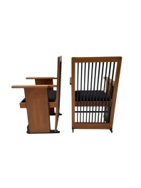 Two Art Deco Modernist High Back Armchairs by Architect Caspers, 1920s